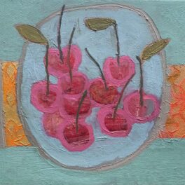Cherries in Blue Bowl by Jane Blair