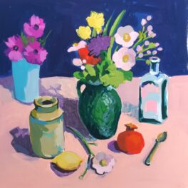 Flowers and Pomegranate by Carol Moore