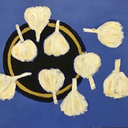 Garlic on Blue by Claire MacLellan