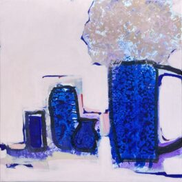Blue Glass and Hydrangeas by Louise Turnbull