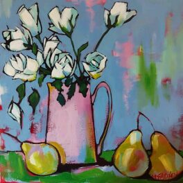 Roses in a Pink Milk Jug by Lex McFadyen