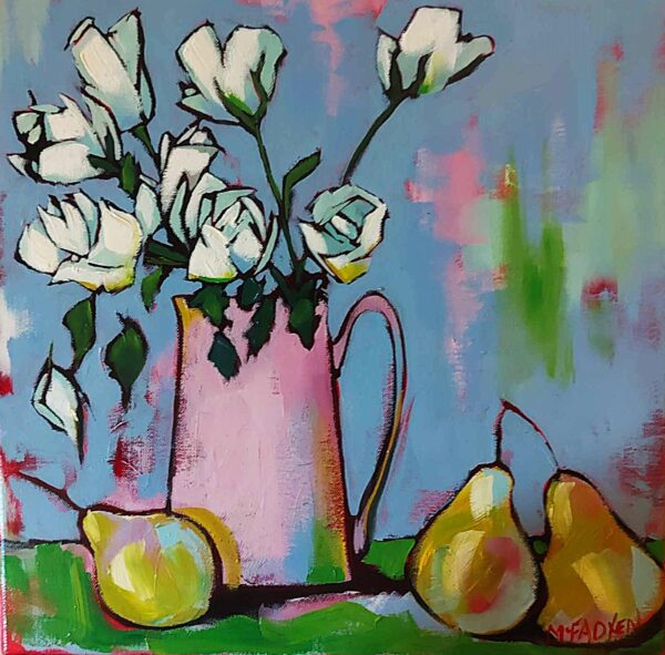 Roses in a Pink Milk Jug